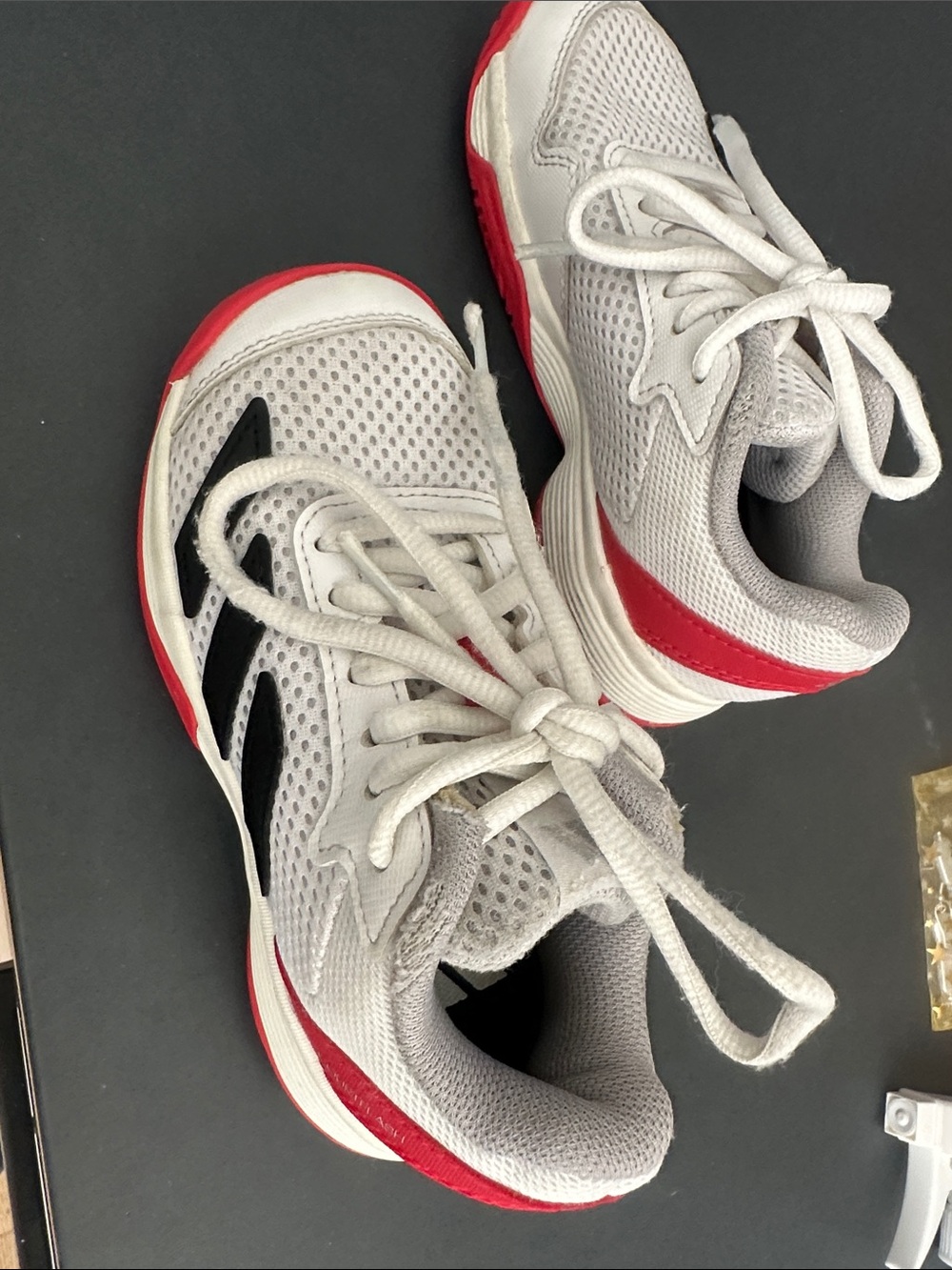adidas Kids White Black Red Mesh Athletic Sneakers